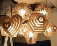 wooden slip pendant lamp