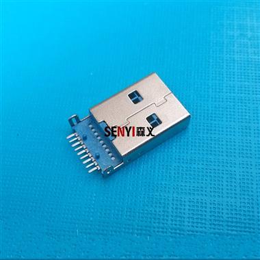 USB连接器 USB3.0AM 沉板式2.0mm贴板SMT蓝胶 A公SMT短体3.0公头