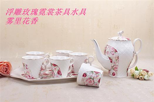 浮雕玫瑰霓裳茶具 -1098