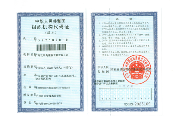 Organization code certificate